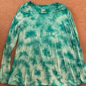 Justice green & white long sleeve top